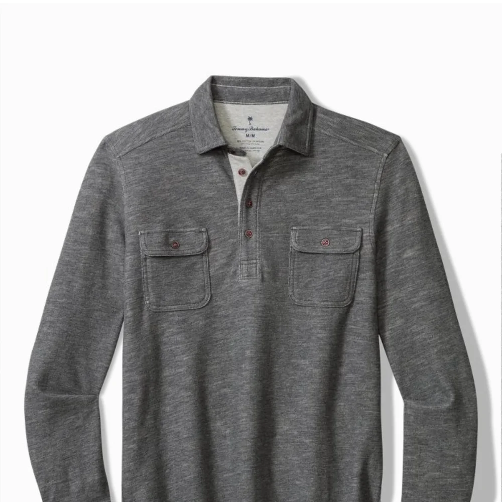 NEW Tommy Bahama Men's Gray Polo Shirt - Picture 2 of 7
